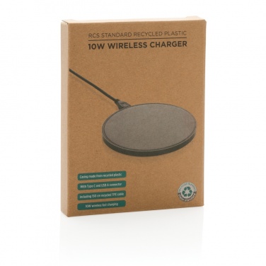 Logotrade promotional item image of: RCS standard recycled plastic 10W wireless charger