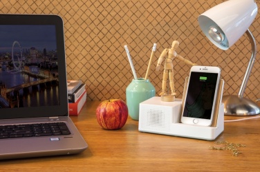 Logo trade business gift photo of: Ontario 5W wireless charger with speaker