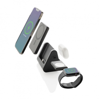 Logo trade advertising products picture of: Powerbase RCS recycled plastic 3 in 1 charger with powerbank