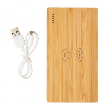 Logo trade promotional merchandise picture of: Bamboo 4.000 mAh wireless 5W Powerbank