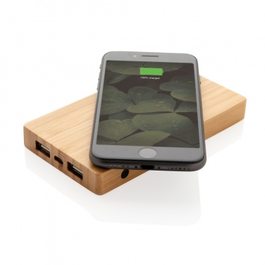 Logotrade business gift image of: Bamboo 4.000 mAh wireless 5W Powerbank