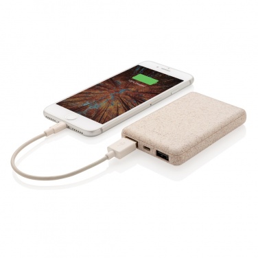 Logo trade promotional item photo of: Wheat Straw 5.000 mAh Pocket Powerbank