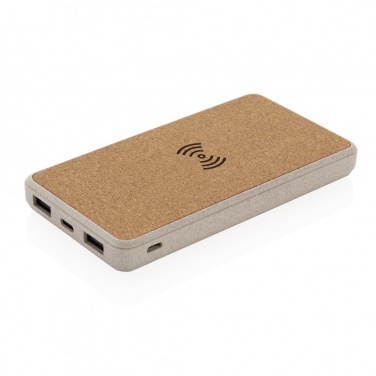 Logotrade promotional merchandise image of: Cork and Wheat Straw 8.000 mAh 5W wireless powerbank
