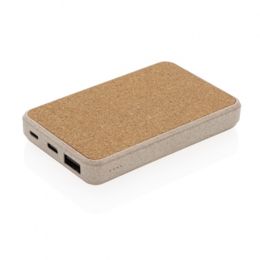 Logo trade promotional merchandise photo of: Cork and Wheat 5.000 mAh pocket powerbank