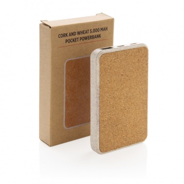 Logotrade promotional items photo of: Cork and Wheat 5.000 mAh pocket powerbank