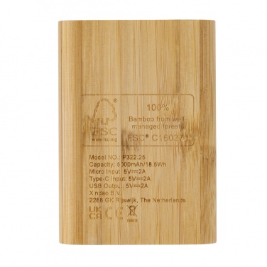 Logotrade promotional item picture of: Bamboo 5.000 mAh powerbank