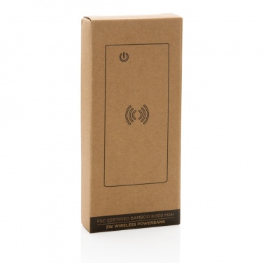 Logo trade promotional gifts image of: Bamboo 8.000 mAh 5W wireless powerbank