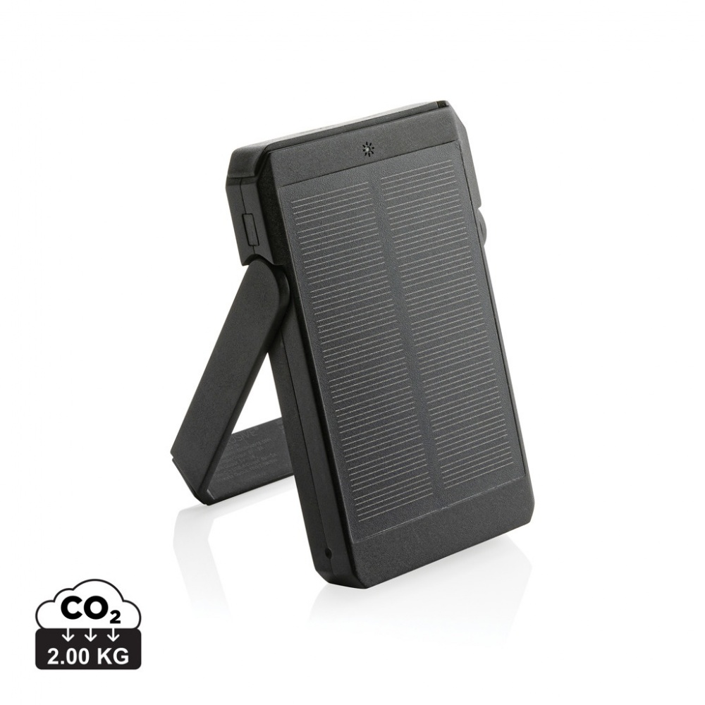 Logo trade promotional products image of: Skywave RCS rplastic solar powerbank 5000 mAh 10W wireless