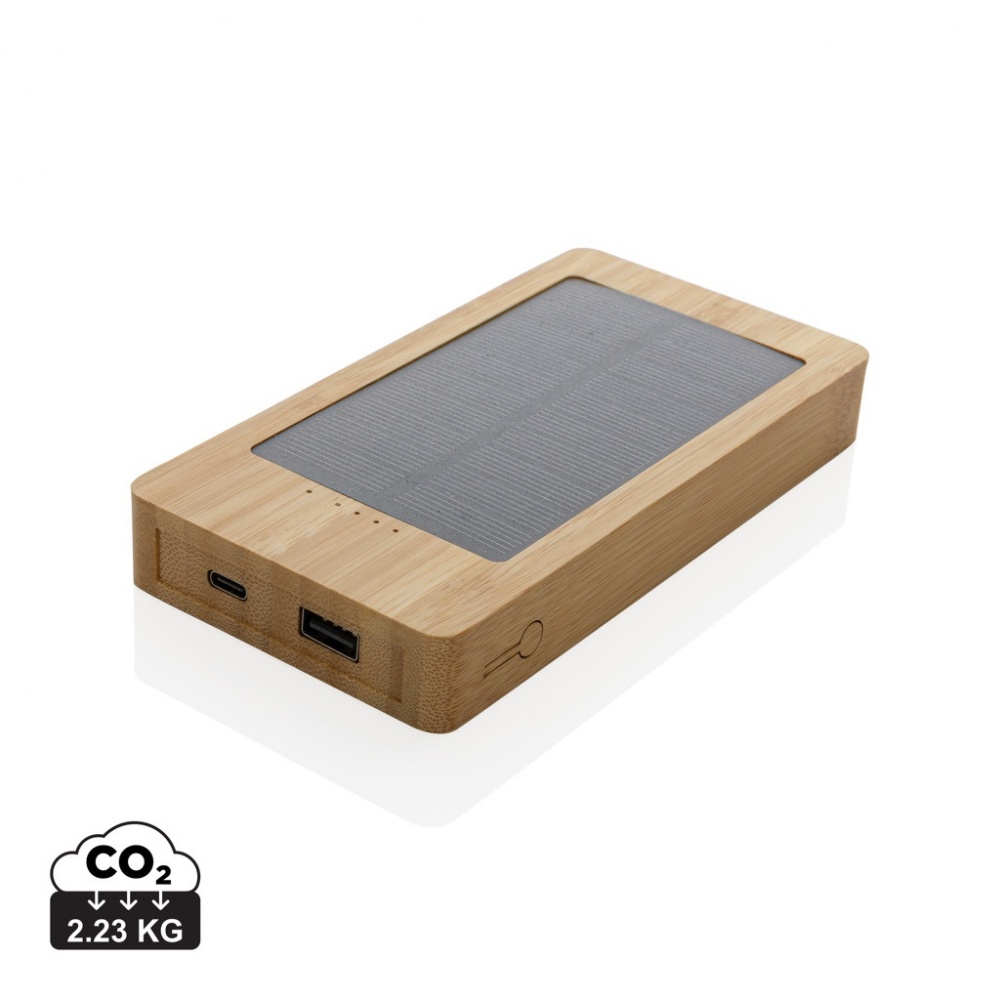 Logo trade promotional merchandise picture of: Sunwick 10.000 mAh Bamboo solar powerbank