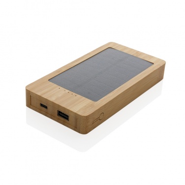 Logo trade business gifts image of: Sunwick 10.000 mAh Bamboo solar powerbank