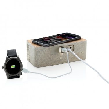 Logo trade advertising product photo of: Wheatstraw wireless charging speaker