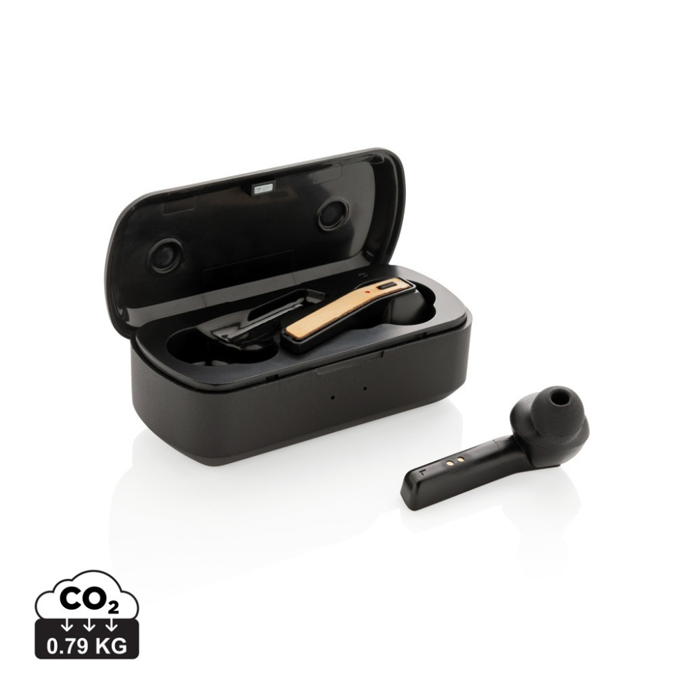 Logo trade corporate gifts picture of: Bamboo Free Flow TWS earbuds in case