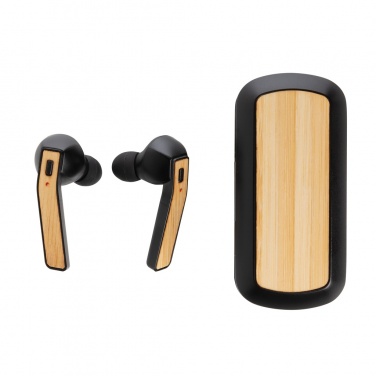 Logo trade promotional giveaways picture of: Bamboo Free Flow TWS earbuds in case