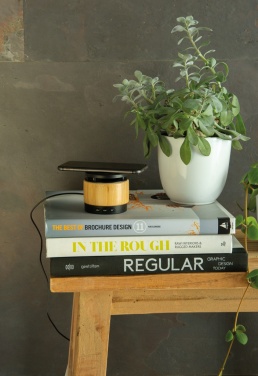 Logotrade corporate gift picture of: Bamboo wireless charger speaker
