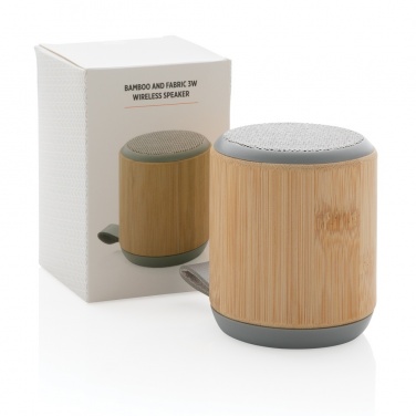 Logotrade promotional product picture of: Bamboo and fabric 3W wireless speaker