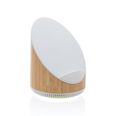 Logo trade business gift photo of: Ovate bamboo 5W speaker with 15W wireless charger