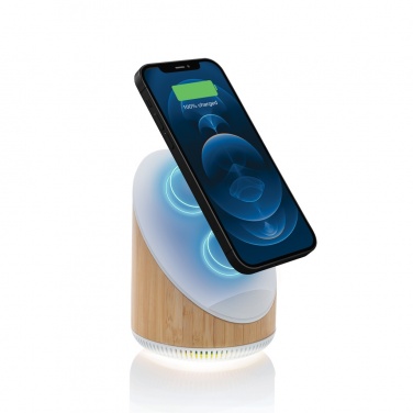 Logo trade business gift photo of: Ovate bamboo 5W speaker with 15W wireless charger