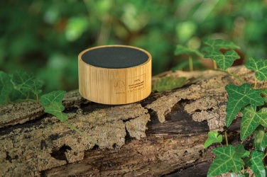 Logo trade promotional gifts picture of: RCS recycled plastic and bamboo 3W wireless speaker