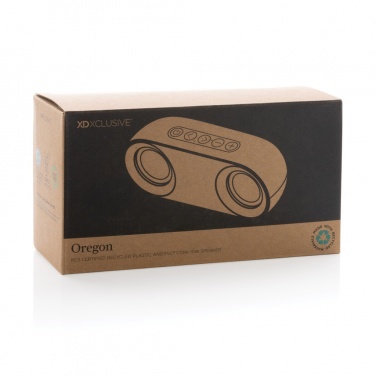 Logo trade promotional merchandise photo of: Oregon RCS recycled plastic and cork 10W speaker