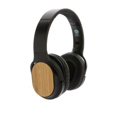 Logotrade promotional item image of: RCS and bamboo Elite Foldable wireless headphone
