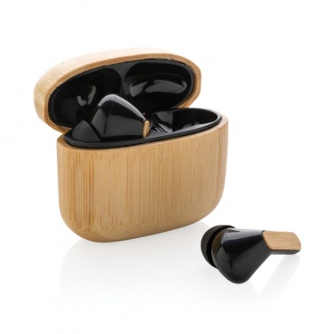 Logo trade promotional products picture of: Bamboo TWS earbuds with RCS recycled plastic