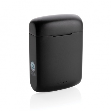 Logotrade promotional product picture of: Skywave RCS recycled plastic solar earbuds