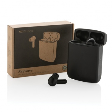 Logotrade promotional gift picture of: Skywave RCS recycled plastic solar earbuds