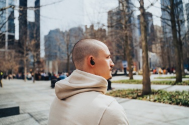 Logo trade promotional item photo of: Lakewood RCS recycled and repairable wireless earbuds