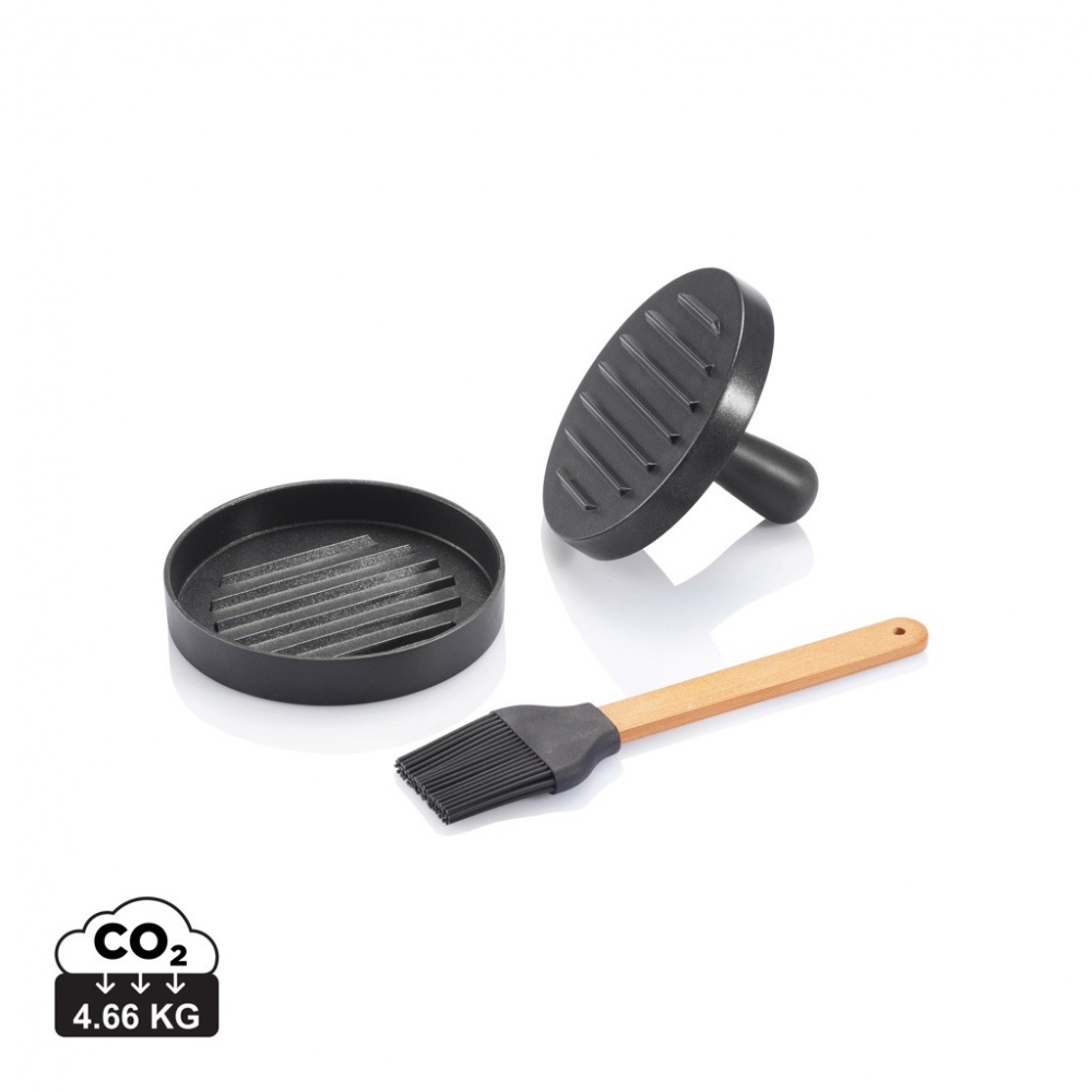 Logo trade promotional giveaway photo of: BBQ set with hamburger press and brush