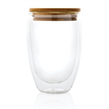 Logo trade advertising product photo of: Double wall borosilicate glass with bamboo lid 350ml