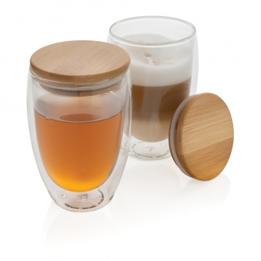 Logotrade business gift image of: Double wall borosilicate glass with bamboo lid 350ml