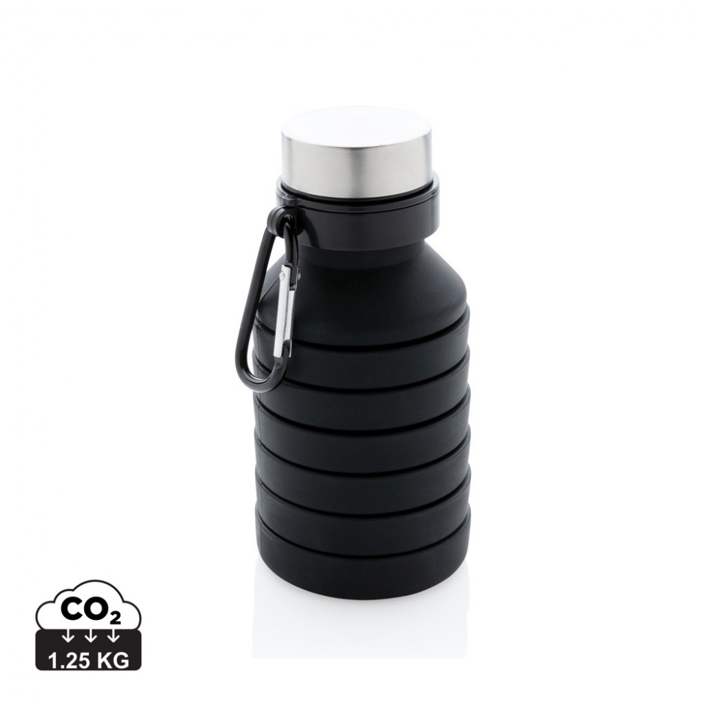 Logo trade promotional products picture of: Leakproof collapsible silicone bottle with lid