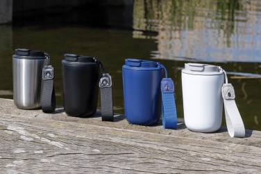 Logotrade business gift image of: Cuppa RCS re-steel vacuum tumbler with lanyard