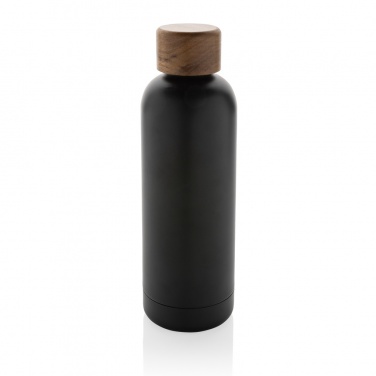 Logo trade promotional giveaways picture of: Wood RCS certified recycled stainless steel vacuum bottle