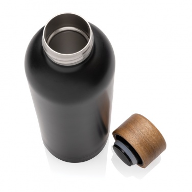 Logo trade promotional gifts image of: Wood RCS certified recycled stainless steel vacuum bottle