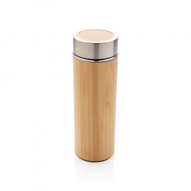 Logo trade business gifts image of: Leak proof bamboo vacuum bottle