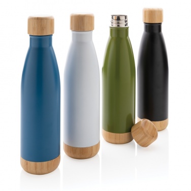 Logo trade corporate gifts picture of: Vacuum stainless steel bottle with bamboo lid and bottom