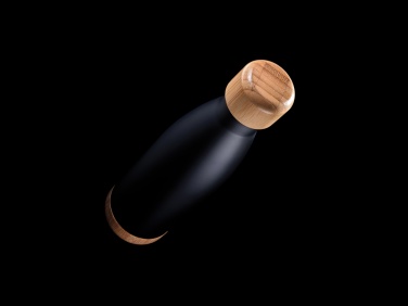 Logo trade advertising products image of: Vacuum stainless steel bottle with bamboo lid and bottom