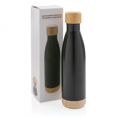 Logotrade advertising products photo of: Vacuum stainless steel bottle with bamboo lid and bottom