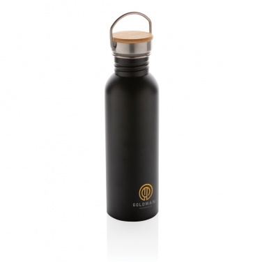 Logotrade advertising products photo of: Modern stainless steel bottle with bamboo lid