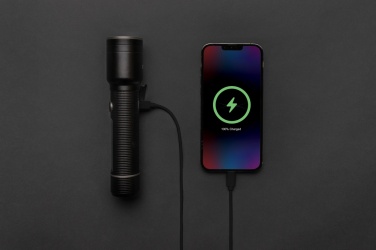 Logo trade promotional merchandise picture of: RCS recycled aluminum USB-rechargeable heavy duty torch