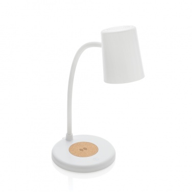 Logotrade promotional item picture of: Zenara RCS recycled plastic and cork 15W wireless desk lamp