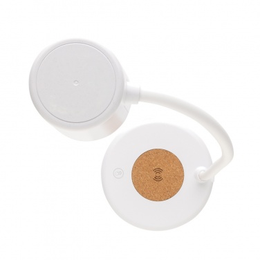 Logo trade promotional giveaways picture of: Zenara RCS recycled plastic and cork 15W wireless desk lamp