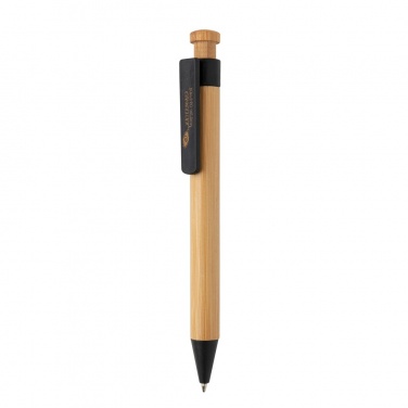 Logo trade promotional items picture of: Bamboo pen with wheatstraw clip