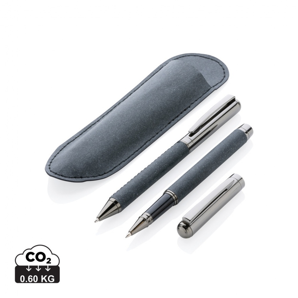 Logo trade business gift photo of: Recycled leather pen set