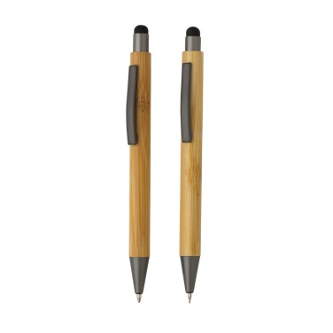 Logo trade promotional item photo of: Bamboo modern pen set in box