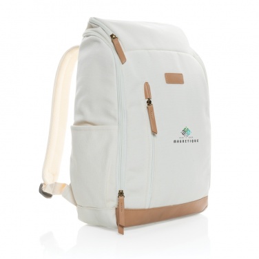 Logotrade promotional giveaways photo of: Impact AWARE™ 16 oz. recycled canvas 15" laptop backpack