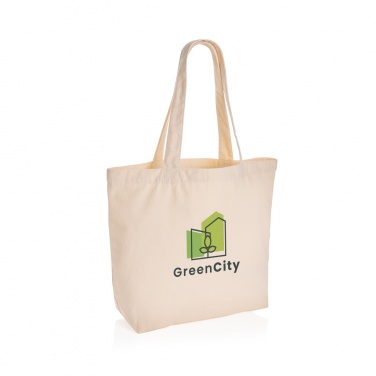 Logo trade business gifts image of: Impact Aware™ 240 gsm rcanvas shopper w/pocket undyed