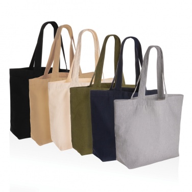 Logo trade promotional merchandise image of: Impact Aware™ 240 gsm rcanvas shopper w/pocket undyed