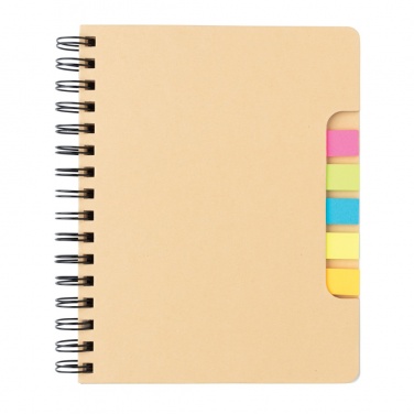 Logo trade promotional giveaways image of: A5 Kraft spiral notebook with sticky notes